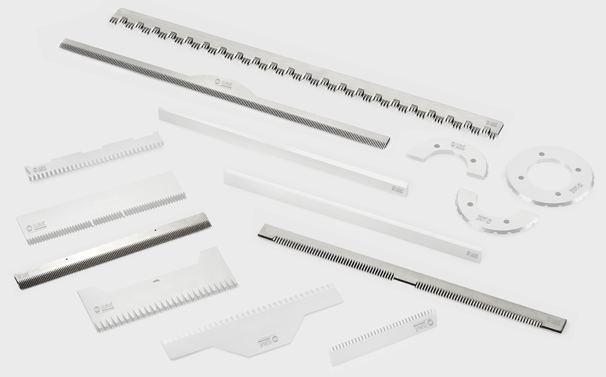 Toothed knives for vertical packaging machines